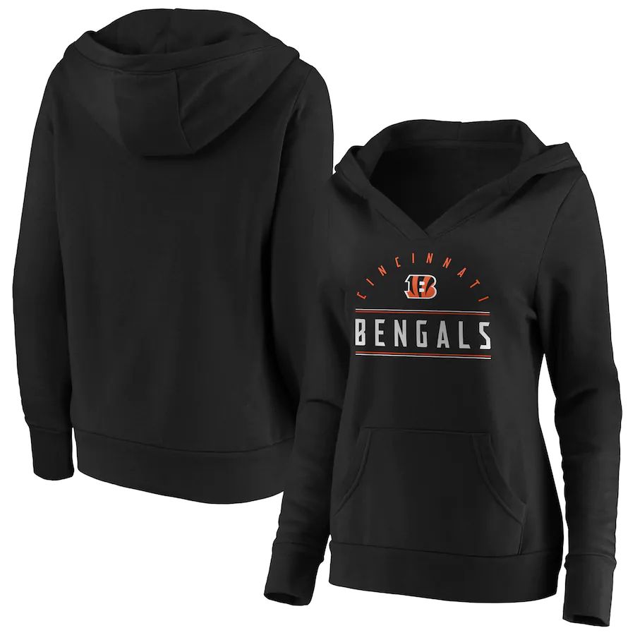 Women Cincinnati Bengals Fanatics Branded Black Iconic League Leader V-Neck Pullover Hoodie